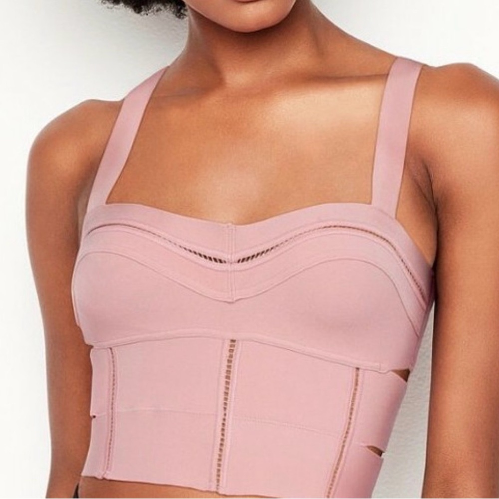 Victoria's Secret Blush Pink Structured Bustier Top Knit Cami Tank Size XL